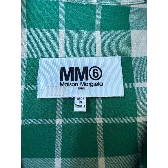 EUC $595 MM6 Maison Margiela Oversized Green Check Boxy Top IT 40 US 4 - Picture 7 of 16